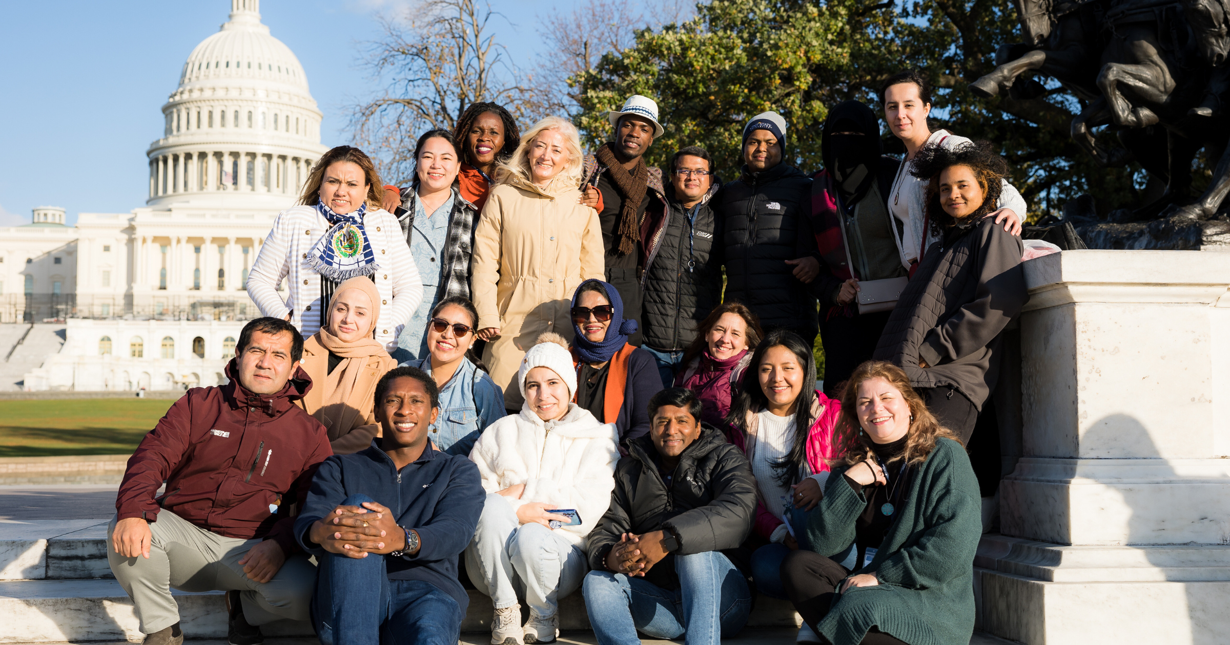 group of international Fulbright Teachers outside the U.S. Capitol in Washington, DC