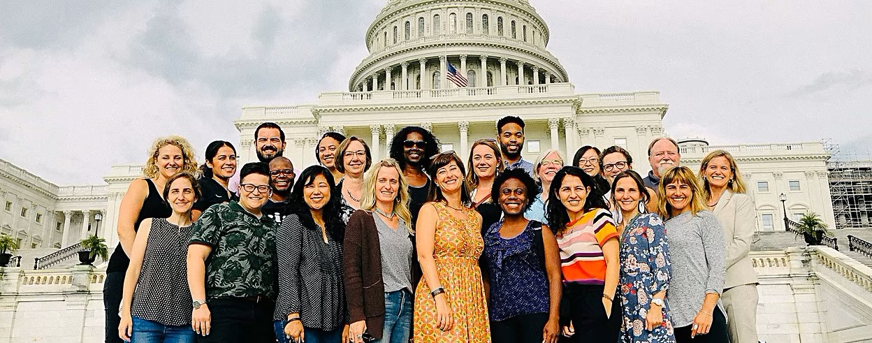 group of teacher standing outside the U.S. Captiol in Washington, DC