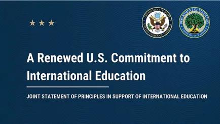 A graphic that says "A Renewed U.S. Commitment to International Education"