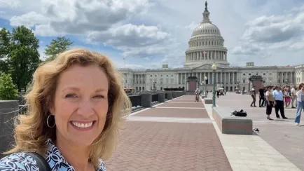 Dr. Melaney Sanchez during a field trip to the National Mall in Washington, DC.